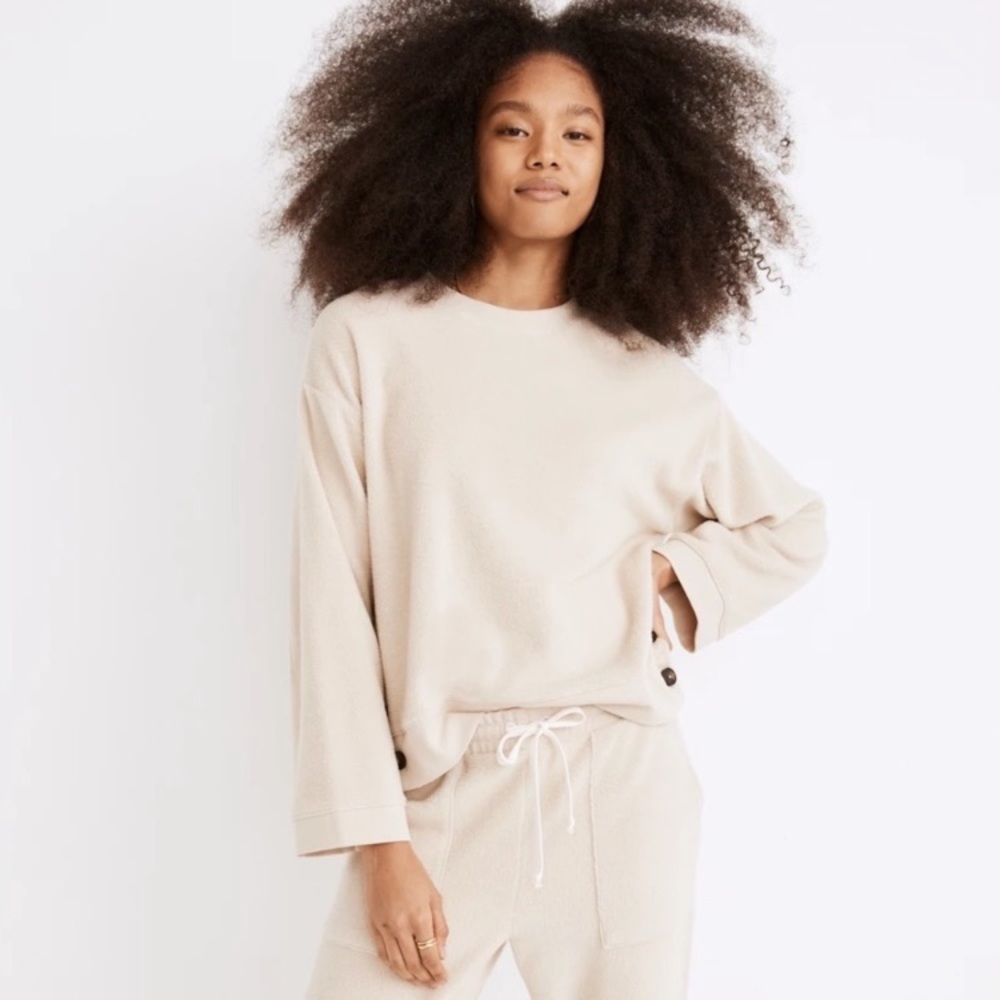 Madewell Brushed Side Button Relaxed Sweatshirt - Picture 2 of 11